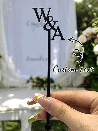 Personalized Wedding Drink Stirrers Custom Acrylic Cocktail Swizzle Sticks Initial Stir Sticks For Bridal Shower Engagement Party Guests Acrylic Glass Markers