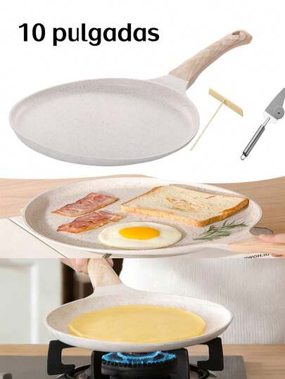 Sartén antiadherente lindos para crepes y lasaña - Tamaños 10.2", utensilios de cocina de triple tamaño