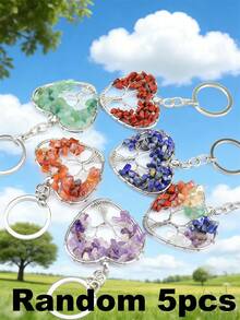 1/5/10/15/20/50/100 chiếc Móc khóa hình cây sự sống bằng dây kim loại nhiều màu sắc, thích hợp để đeo hàng ngày hoặc làm quà tặng cho phụ nữ (Màu đá có thể khác nhau) - Nhiều màu - Xem 26