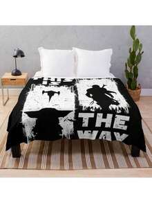 Mando Retro Vol.3 Vintage Throw Blanket - Ultra Soft Flannel Blanket For Couch, Bed And Sci-Fi Decor, 80s Inspired Mandalorian Art Design, Cozy Lightweight Gift For Collectors And Pop Culture Lovers - Main Image Color - View 1