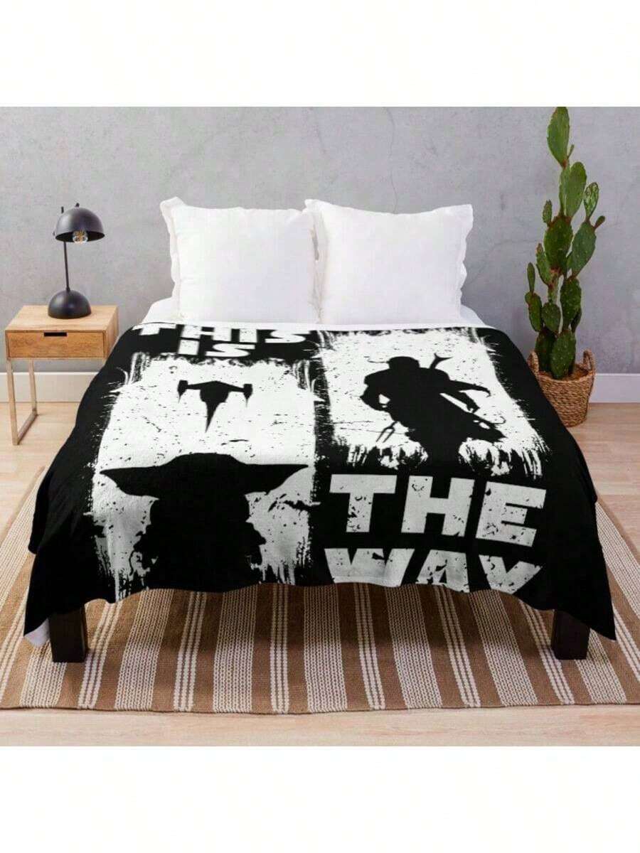 Mando Retro Vol.3 Vintage Throw Blanket - Ultra Soft Flannel Blanket For Couch, Bed And Sci-Fi Decor, 80s Inspired Mandalorian Art Design, Cozy Lightweight Gift For Collectors And Pop Culture Lovers - Main Image Color - View 1