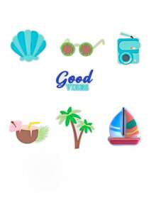 7pcs Tropical Beach Themed Charms For Clogs - Blue - View 3