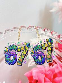 一对亚克力嘉年华鸭耳环，带珠子，卡通元素，趣味可爱，适合派对、节日等场合，是送给女性的礼物。 - 彩色 - 查看 4