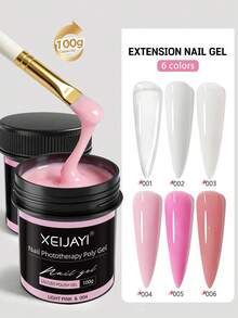 XEIJAYI 6 Colors 100g UV LED Curing Nail Extension Gel, Crystal Nail Extension Gel For Home Salon DIY Nails - Multicolor - View 5