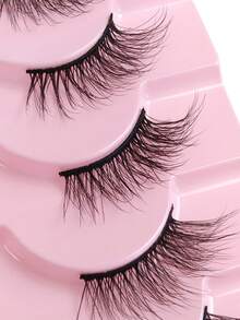 Hinarin 10对半截式自然款假睫毛，蓬松柔软，猫眼造型，纤细黑色带，适合时尚女孩、女士旅行派对使用。 - 半眼睫毛 - 查看 7