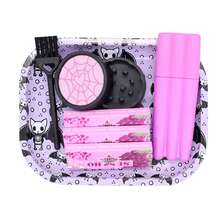 7pcs Rolling Tray Set. Assorted Patterns. Includes 18cm*14cm Metal Rolling Tray, Dual-Layer Plastic Grinder, Three 78mm Dual-Layer Flavor Papers, Cleaning Brush, And 3-In-1 Storage Tube. Practical Accessories, Household Tool. Suitable For Parties, Gatherings, Gift For Smoking Enthusiasts, Holiday Gift. - Multicolor - View 8