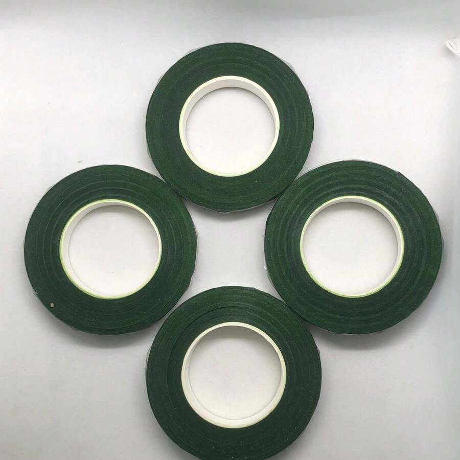1 Piece/4 Pieces Dark Green Floral Ribbons DIY Decorative Floral Ribbons With Greenery For Bouquet Stem Wrapping And Wedding Floral Crafts (1/2 Inch X 30 Yards) - 4個單位 - 查看 1