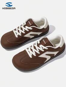 HOBIBEAR 男士休闲运动鞋，PU皮革鞋面，圆头，系带，低帮，四季皆宜，男女通用设计 - 深棕 - 查看 3