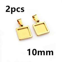 2 chiếc đế trống bằng thép không gỉ hình vuông, kích thước bên trong 10-25mm, dùng làm mặt dây chuyền cabochon, khay đựng phụ kiện làm trang sức DIY. - quảng trường - Xem 16