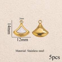 5pcs Stainless Steel Fashionable And Charming Star-Shaped Fan-Shaped Water Droplet Pendant, Keychain Pendant, DIY Necklace, Bracelet, Earrings Jewelry Making Supplies - Pendants - View 9