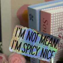 I'm Not Mean, I'm Spicy Nice Vinyl Sticker – Funny Quote Decal For Water Bottles, Laptops, Tumblers & More – Self-Adhesive, Reusable Design On Plastic, Wood, Glass, Metal & Surfaces, Laptop Decal | Playful Design | Selfadhesive Decal, High Quality Stickers,School Supplies,Back To School - A - View 2