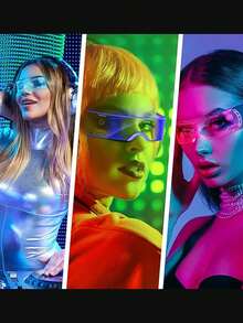 1pc New Stylish LED Luminous Glasses, Honeycomb Neon Glowing Glasses, 7 Color Changing Lights For Bar, Party, Christmas, Halloween, Birthday Gifts For Family And Friends - Multicolor - View 10