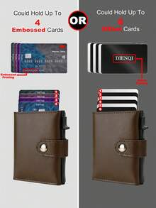 RFID弹出式信用卡夹男士钱包，对折式前袋卡包，短款男士钱包，旅行钱包，兼容苹果Airtag追踪器，Airtag卡夹钱包，男士礼物 - 咖啡棕 - 查看 5