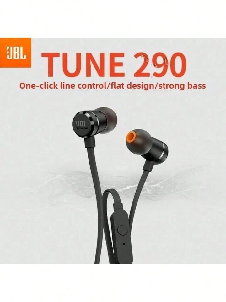 JBL T290 3.5mm Wired Earphones TUNE 290 Earbuds Stereo Music Sports Pure Bass Headset 1-Button Remote Hands-free Call with Mic - 3.5mm - 查看 1