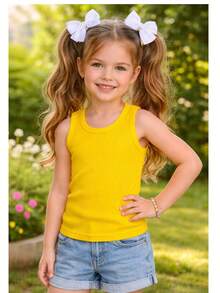 Regata Infantil Ribana Menina Verde Amarelo Modo Copa Brasil - Amarelo - Visão 7