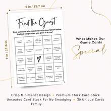 Find The Guest Bingo Game Cards, Baby Shower Bingo Game, Bridal Shower Games, 50 Unique Cards, Minimalist Bridal Shower Bingo, 25Pcs Prefilled Find The Guest Bingo Game Cards, Engagement Party Games For Guests, Minimalist White Wedding Party Supplies - Multicolor - View 3