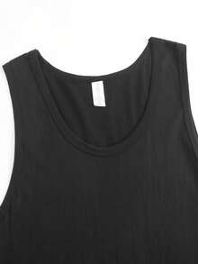 Pure Cotton Sports Vest, 180g Pure Cotton Vest, Men's Sports Vest, Gym Vest, Muscle Display Vest. - 黑色 - 查看 3