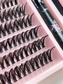 200 Pcs Lash Clusters Set 8-16mm DIY Lashes Extension Kit Individual Eyelash Extension Kit Full Set Lashes Kit Makeup Lash Clusters Kit - Black - View 4