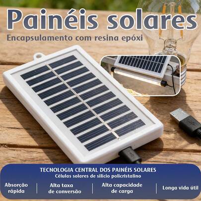 Painel solar USB, Leve e portátil, com porta USB, ideal para caminhadas e acampamentos ao ar livre. Carregamento de alta eficiência, painéis solares.