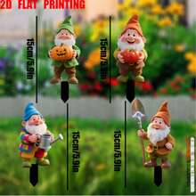 4 piezas Decoración de jardín bohemia con gnomos lindos, planos en 2D, adecuados para el patio, el césped, las plantas en macetas, regalo perfecto para fiestas - A - Ver 7