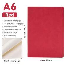 1pc Super Thick Blank Notebook, 660 Pages, Large Sketchbook, Handmade Leather Cover, Blank Inner Pages, Stationery (A4/A5/A6) Back To School - Black - View 15