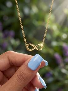 1件装无限符号项链，925纯银镶嵌立方氧化锆，适合各种场合，生日礼物，优雅之选 - 無限符號項鍊 - 查看 1