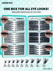 560/600 Pcs DIY Lash Clusters 30D 40D 50D 60D 80D 100D D Curl 9-16mm Soft Reusable Individual False Eyelashes - Multicolor - View 1