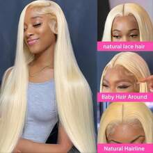 613 Lace Front Wig Straight 13x4 Blonde Lace Front Hand Weaves Wigs Blended Human Hair 200% Density 613 HD Lace Frontal Wig Blonde Wigs Pre Plucked With Baby Hair 8-34Inch - S613 - View 7