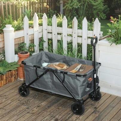 Folding Garden Cart, 120 Kg Load Capacity, With Removable Tarpaulin, 160 Litres, Dark Grey