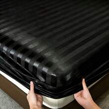 2/3 件套奢华缎面床上用品套装，床单套装，床罩套装，纯色防尘罩套装，柔软舒适的卧室床上用品套装，加厚床垫罩，1 个床垫罩 + 1/2 个枕套，床罩套装，适用于双人床、标准双人床、大号双人床、特大号双人床，超柔软透气，丝滑柔顺，抗皱，可机洗床单 - 黑色 - 查看 4