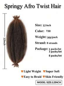 Tóc nối xoăn xù kiểu Afro Ombre T1B/30/27, tóc bện xoắn Marley đã được tách sẵn, tóc giả kiểu Faux Locs móc sợi dành cho nữ. - Nhiều màu - Xem 45