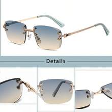 Classic Rimless Glasses Metal Frame Luxury Unique Design Gradient Lens Casual Eyeglasses For Daily Accessories, Party, Festival Gifts With Full Package - K36287 - View 7