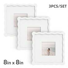 1pc/3pcs Wavy Design Photo Frame For Wall & Tabletop Decoration, Artistic Creative Home Decor With Multi-Color Waves - 7 Standard Sizes 4x4in, 4x6in, 5x7in, 6x6in, 8x8in, 8x10in, 11x14in - Modern Stylish Interior Accent, Fun Picture Frames, Scalloped Picture Frame- Graduation Wedding Gift (Random Photo Paper) - 波浪形 - 查看 13