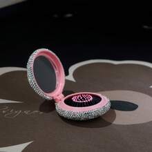 1pc/2pcs Rhinestone Decor Mini Scalp Massager Comb With Mirror, Portable Air Cushion Folding Brush, Suitable For All Hair Types, Mini Hair Brush, Party/Wedding Gift, Travel Essential, Foldable Hair Brush With Mirror, Valentine's Day, Birthday, Back To School - Comb - View 10
