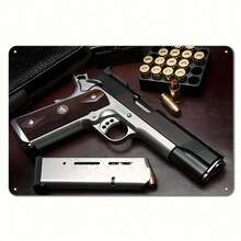 1 chiếc súng lục M1911 bằng sắt rèn mạ vàng hiện đại dùng để trang trí tường - Thiết kế hình chữ nhật có thể tái sử dụng và tháo rời, thích hợp cho nhà cửa, gara, sân vườn. - Nhiều màu - Xem 4