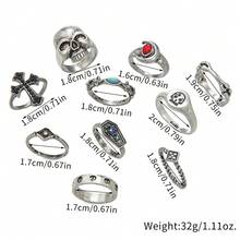 22pcs Punk Skull & Cross Jewelry Set, Necklace, Bracelet, Ring, Pant Chain, Suitable As Gift For Friends, Partners, Holidays & Anniversaries - Multicolor - View 2