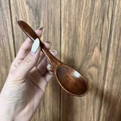 1 pieza Cuchara de madera natural estilo coreano INS, de textura suave para la cocina