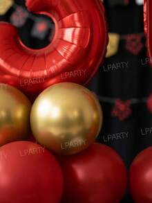 12pcs/Set Red & Gold Birthday Balloon Set – Includes 32-Inch Red Number Balloons 0-9, Mini Gold Crown Balloons, 10-Inch Gold & 10-Inch Metallic Gold Latex Balloons – Suitable For Casino Theme Birthday Party Decoration - Red Numbers - View 8