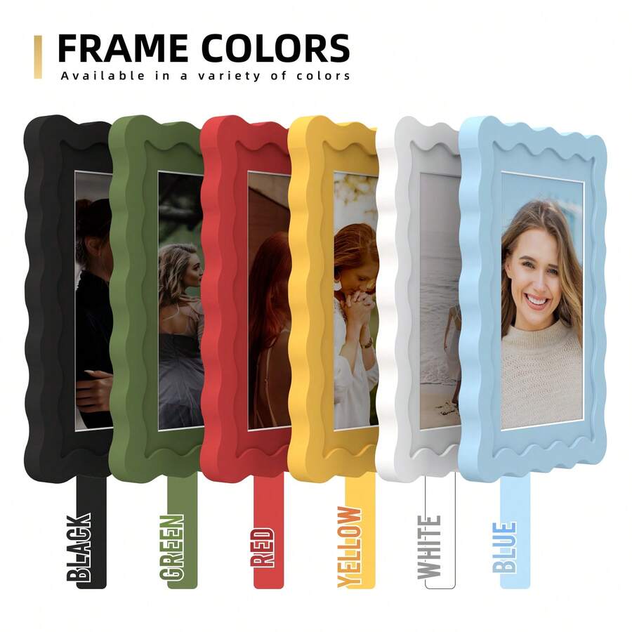 1pc/3pcs Wavy Design Photo Frame For Wall & Tabletop Decoration, Artistic Creative Home Decor With Multi-Color Waves - 7 Standard Sizes 4x4in, 4x6in, 5x7in, 6x6in, 8x8in, 8x10in, 11x14in - Modern Stylish Interior Accent, Fun Picture Frames, Scalloped Picture Frame- Graduation Wedding Gift (Random Photo Paper) - 波浪形 - 查看 1