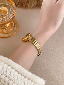 1 chiếc đồng hồ thạch anh mặt vuông họa tiết tre đan, màu vàng/bạc, thích hợp đeo hàng ngày và là món quà hoàn hảo cho sinh nhật, Giáng sinh. - Vàng - Xem 4