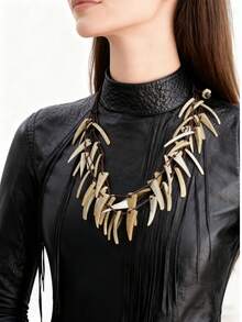 1pc European And American Style Vacation Style Natural Coconut Shell Collarbone Chain, Exaggerated, Personalized, Niche Design Neck Chain Bohemian Natural Coconut Shell Statement Necklace Natural Coconut Shell Sunflower-Shaped Necklace - Soft Teeth - View 6
