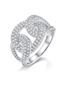Anillo de Moissanita de plata de ley 925, adecuado para banquetes, fiestas, ocasiones oficiales, festivales, Día de San Valentín, compromiso, boda, aniversario, regalo de cumpleaños, con certificado - Plateado - Ver 13