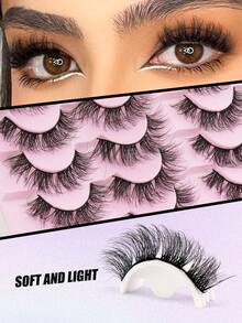 14对装超值假睫毛，猫眼款，自然款，3D立体，蓬松轻盈，自然浓密，柔软可重复使用，新手友好，适合日常、派对、约会等场合。 - 自然纖長款 - 查看 2