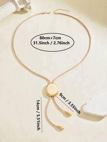 1pc Fashionable Casual Women's Golden Geometric Pattern Sweater Chain, Suitable For Mother's Day Gift And Daily Wear - Yellow Gold - View 6