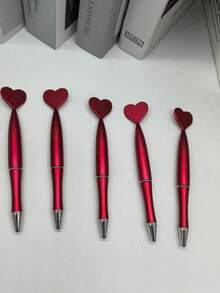 20支/套心形圆珠笔，书写流畅，办公用品，情人节小礼物，适用于笔记本、日记本和桌面装饰 - 彩色 - 查看 11