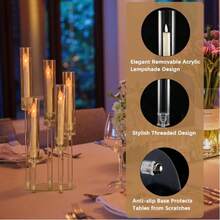 1pcs Elegant Clear Acrylic Candelabra Centerpieces,5-Arm Design With Shades, Perfect For Weddings Special Occasions, Durable, Lightweight, Fits 0.8" LED Candles (Candles Not Included),Candle Holders For  Party, Ceremony, Anniversary,Room Decor,Home Mother's Day Decoration - trong suốt - Xem 3