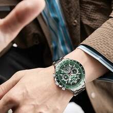 FILA Men's Chronograph Watch Six-Hand Multi-Dial Stainless Steel Bracelet Sport Quartz Wristwatch Water Resistant - one-size - View 2