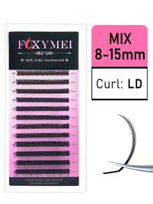 FOXYMEI 12 filas de pestañas postizas florales de estilo 5D Hada, rizado C/D con estilo mixto puntudo, de 8-15mm con forma de abanico esponjoso y grueso, ligero y suave, lashes individuales de 0.07mm fáciles de aplicar, grupos de pestañas, pestañas postizas - Negro - Ver 21