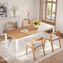 Large 78'' Industrial Dining Table for 6-8 People, Kitchen Table with Sturdy Metal Legs, Wooden Desk with Beveled Corner for Dining Room, Kitchen and Living Room, Easy - Multicolor - Ver 5