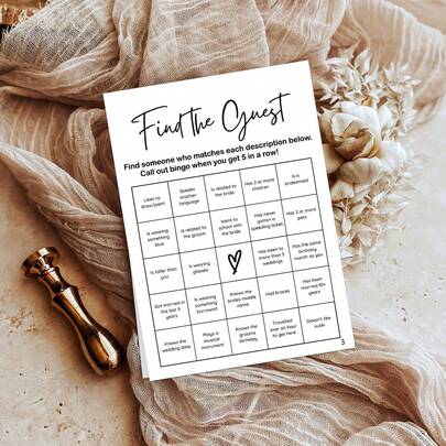 Find The Guest Bingo Game Cards, Baby Shower Bingo Game, Bridal Shower Games, 50 Unique Cards, Minimalist Bridal Shower Bingo, 25Pcs Prefilled Find The Guest Bingo Game Cards, Engagement Party Games For Guests, Minimalist White Wedding Party Supplies